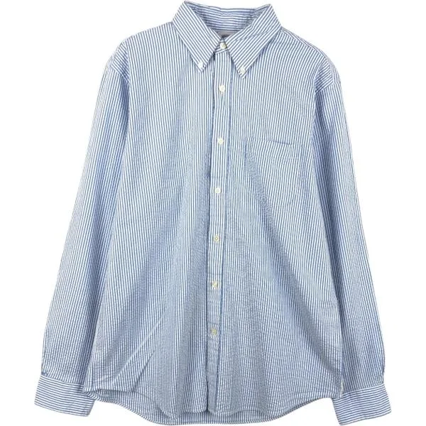 古着 ブルックスブラザーズ Brooks Brothers 1818 REGENT FIT シアサッカー 長袖 ストライプシャツ メンズM相当 /eaa666732