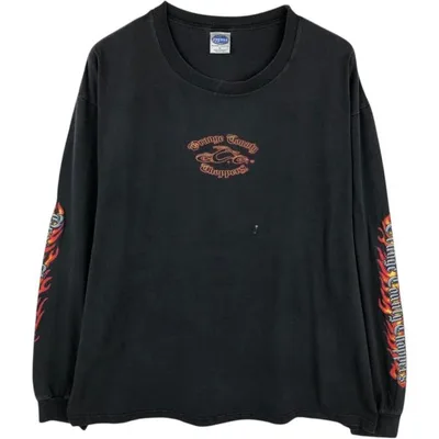 古着 00年代 CYGNUS ファイヤーパターン モーターサイクル ロングTシャツ ロンT メンズXL相当 /eaa667935