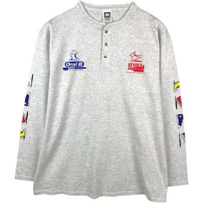 古着 90年代 COTTON DELUXE ヘンリーネック ロングTシャツ ロンT USA製 メンズXL相当 ヴィンテージ /eaa669179