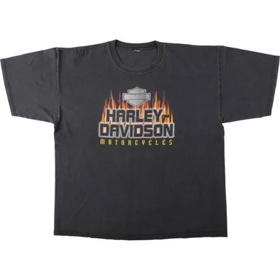 古着 00年代 ハーレーダビッドソン Harley-Davidson ファイヤーパターン モーターサイクル バイクTシャツ メンズXXL相当 /eaa669619