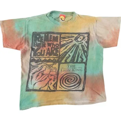 古着 90年代 ディズニー Disney THE LION KING タイダイ柄 キャラクタープリントTシャツ メンズL相当 ヴィンテージ /eaa672569