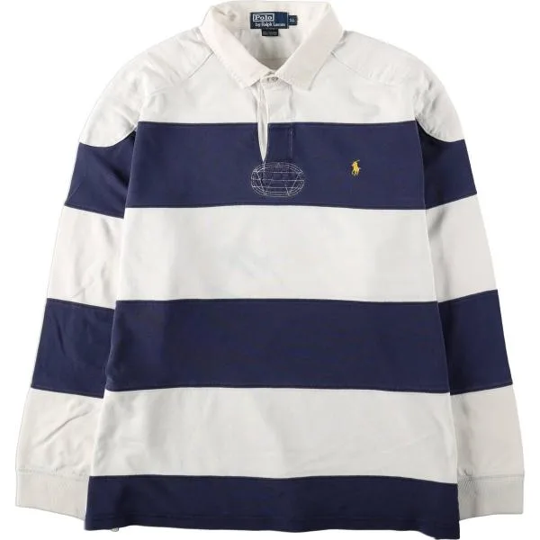 古着 ラルフローレン Ralph Lauren POLO by Ralph Lauren ボーダー柄 長袖 ラガーシャツ メンズXL相当 /eaa673268