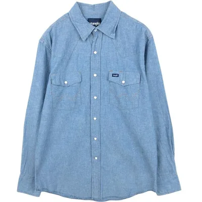 古着 ラングラー Wrangler 長袖 シャンブレーシャツ メンズM相当 /eaa676391