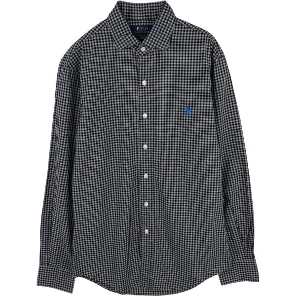古着 ラルフローレン Ralph Lauren SLIM FIT ギンガムチェック ワイドカラー 長袖 コットンチェックシャツ メンズS相当 /eaa676500