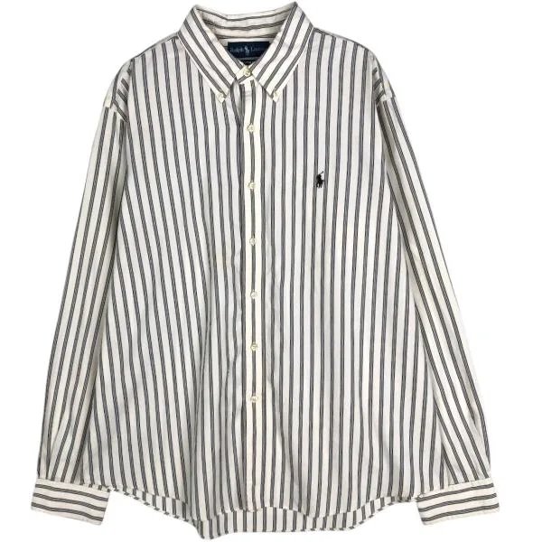 古着 90年代 ラルフローレン Ralph Lauren CUSTOM FIT 長袖 ボタンダウンストライプシャツ メンズXL相当 ヴィンテージ /eaa676555