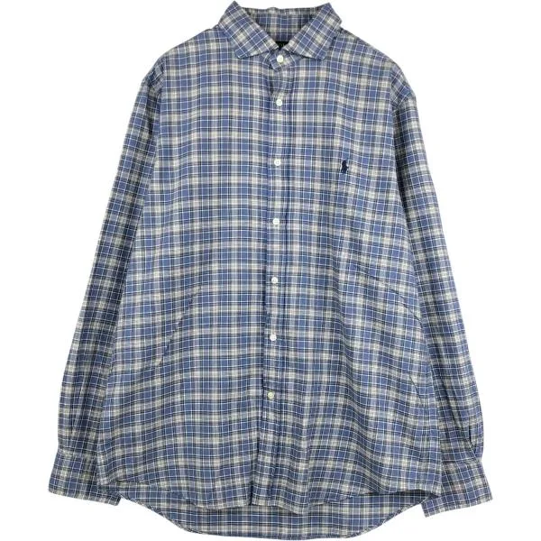 古着 ラルフローレン Ralph Lauren POLO RALPH LAUREN ワイドカラー 長袖 コットンチェックシャツ メンズL相当 /eaa676738
