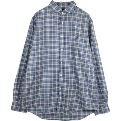 古着 ラルフローレン Ralph Lauren POLO RALPH LAUREN ワイドカラー 長袖 コットンチェックシャツ メンズL相当 /eaa676738