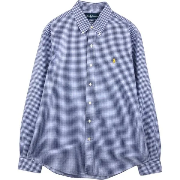 古着 ラルフローレン Ralph Lauren CUSTOM FIT ギンガムチェック 長袖 ボタンダウンチェックシャツ メンズL相当 /eaa676790