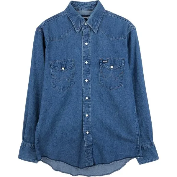 古着 90年代 ラングラー Wrangler 長袖 デニムウエスタンシャツ メンズM相当 ヴィンテージ /eaa676839
