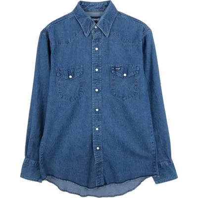 古着 90年代 ラングラー Wrangler 長袖 デニムウエスタンシャツ メンズM相当 ヴィンテージ /eaa676839