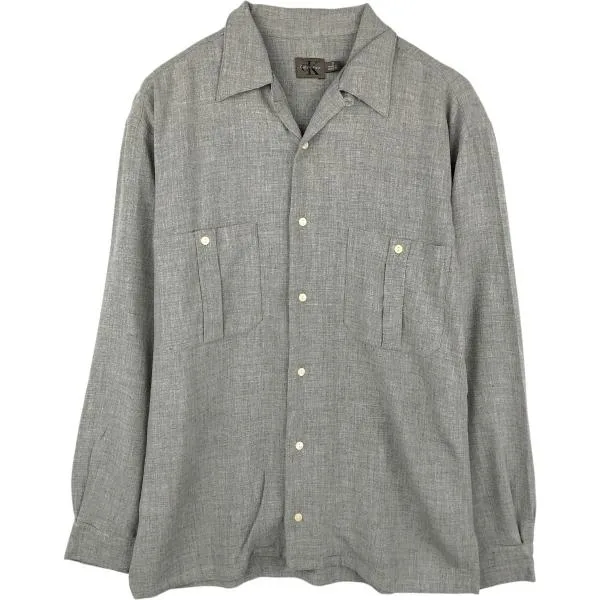 古着 カルバンクライン Calvin klein 長袖 オープンカラーボックスシャツ メンズS相当 /eaa676863