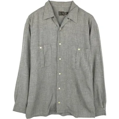 古着 カルバンクライン Calvin klein 長袖 オープンカラーボックスシャツ メンズS相当 /eaa676863