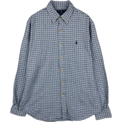 古着 ラルフローレン CLASSIC FIT クラシックフィット チェック柄 長袖 ボタンダウン フランネルチェックシャツ メンズM相当 /eaa677072