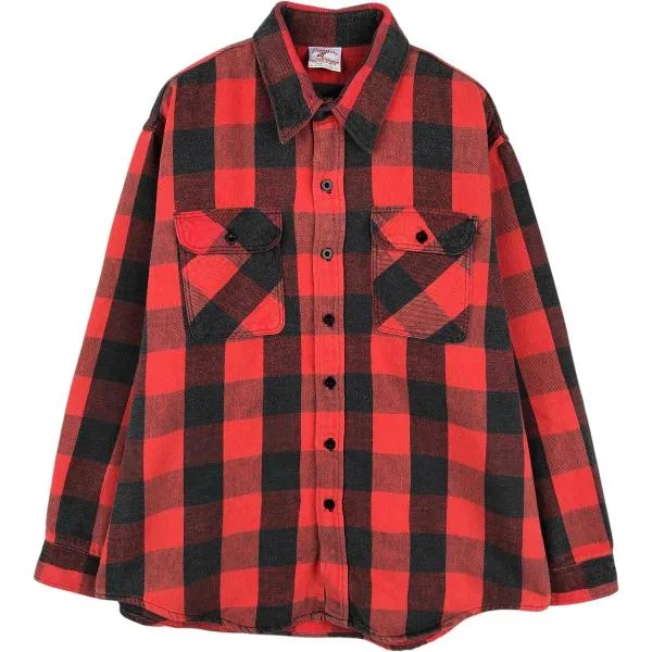 古着 80年代 PRENTISS バッファローチェック 長袖 フランネルチェックシャツ USA製 メンズXL相当 ヴィンテージ /eaa677076