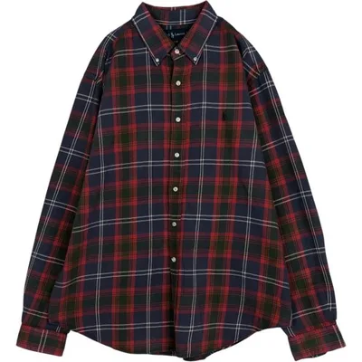 古着 ラルフローレン CLASSIC FIT クラシックフィット 長袖 ボタンダウン フランネルチェックシャツ メンズXXL相当 /eaa677104