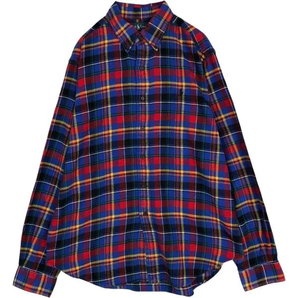 古着 ラルフローレン Ralph Lauren CLASSIC FIT クラシックフィット 長袖 ボタンダウン フランネルチェックシャツ メンズL相当 /eaa677116