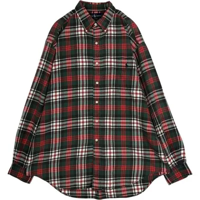 古着 ラルフローレン Ralph Lauren BLAIRE 長袖 ボタンダウン ライトネルチェックシャツ メンズL相当 /eaa677134