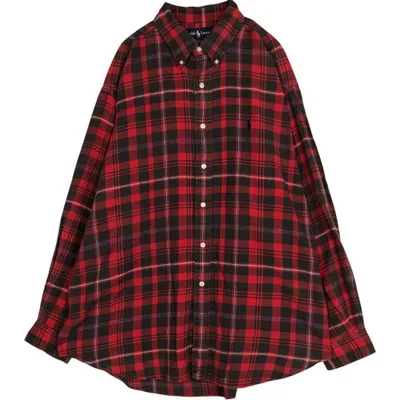 古着 ラルフローレン Ralph Lauren BLAIRE 長袖 ボタンダウン ライトネルチェックシャツ メンズXL相当 /eaa677135