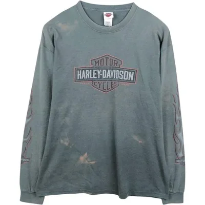 古着 ハーレーダビッドソン Harley-Davidson ファイヤーパターン モーターサイクル ロングTシャツ ロンT USA製 メンズXXL相当 /eaa677806