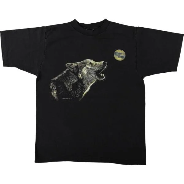 古着 90年代 オールスポーツ All Sport PRO WEIGHT アニマル柄 オオカミ柄 アニマルTシャツ USA製 メンズL相当 ヴィンテージ /eaa680587