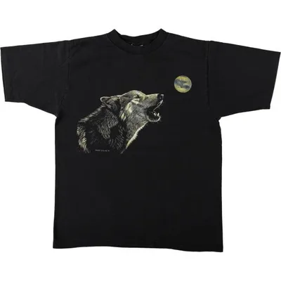 古着 90年代 オールスポーツ All Sport PRO WEIGHT アニマル柄 オオカミ柄 アニマルTシャツ USA製 メンズL相当 ヴィンテージ /eaa680587