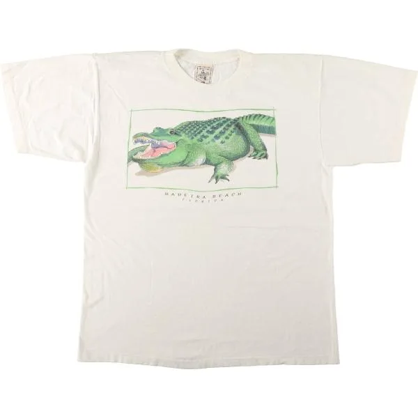 古着 90年代 ALORE ワニ柄 アニマルTシャツ メンズXL相当 ヴィンテージ /eaa680594