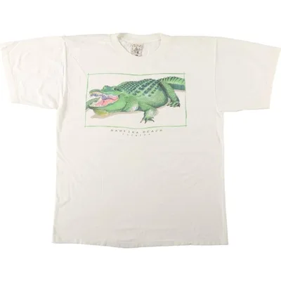 古着 90年代 ALORE ワニ柄 アニマルTシャツ メンズXL相当 ヴィンテージ /eaa680594