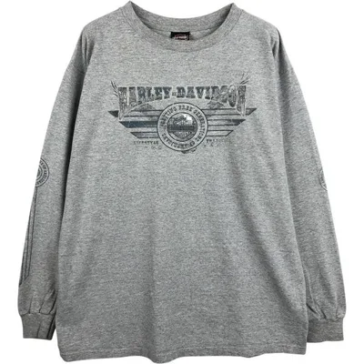 古着 00年代 ハーレーダビッドソン Harley-Davidson プリント ロングTシャツ ロンT USA製 メンズXL相当 モーターサイクル /eaa681261