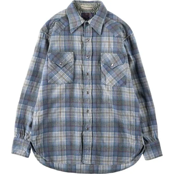古着 70年代~ ペンドルトン HIGH GRADE WESTERN WEAR チェック柄 長袖 ウールシャツ USA製 レディースM相当 ヴィンテージ /eaa681272