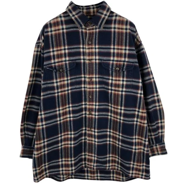 古着 90年代 ランズエンド LANDS' END 長袖 フランネルチェックシャツ メンズM相当 ヴィンテージ /eaa681892
