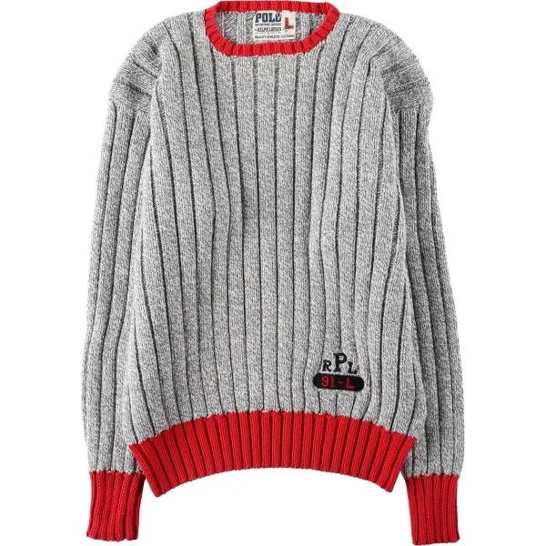 古着 90年代 ラルフローレン POLO SPORTING GOODS by RALPH LAUREN コットンニットセーター メンズL相当 ヴィンテージ リブ編み /eaa682363