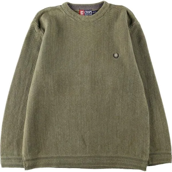 古着 ラルフローレン Ralph Lauren CHAPS チャップス コットンニットセーター メンズXL相当 ヘリンボーン /eaa682370