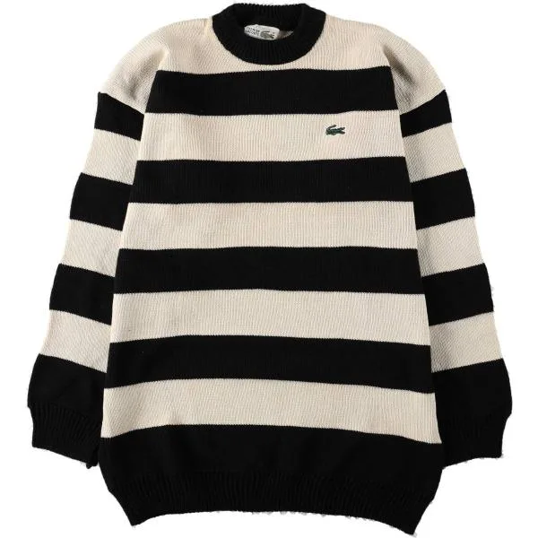 古着 70年代 ラコステ LACOSTE ボーダー柄 コットンニットセーター フランス製 メンズL相当 ヴィンテージ /eaa684321