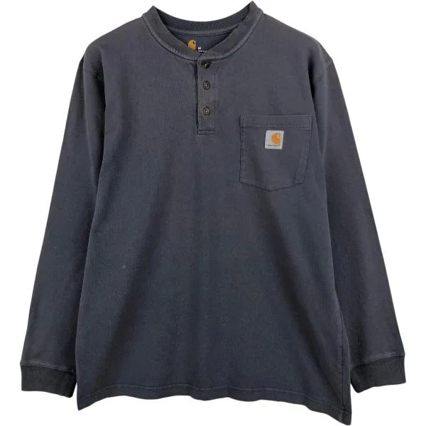 古着 カーハート Carhartt ORIGINAL FIT ヘンリーネック 無地ポケットロングTシャツ ロンT メンズM相当 /eaa684621