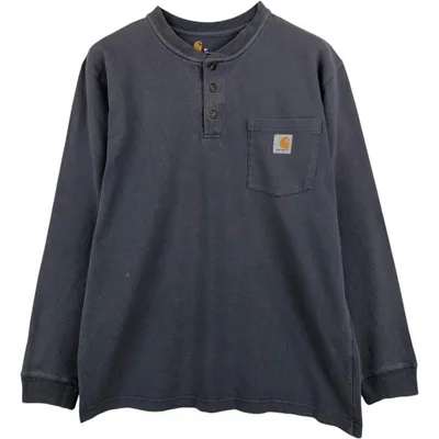 古着 カーハート Carhartt ORIGINAL FIT ヘンリーネック 無地ポケットロングTシャツ ロンT メンズM相当 /eaa684621