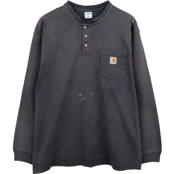 古着 カーハート Carhartt ヘンリーネック 無地ポケットロングTシャツ ロンT メンズL相当 /eaa684622