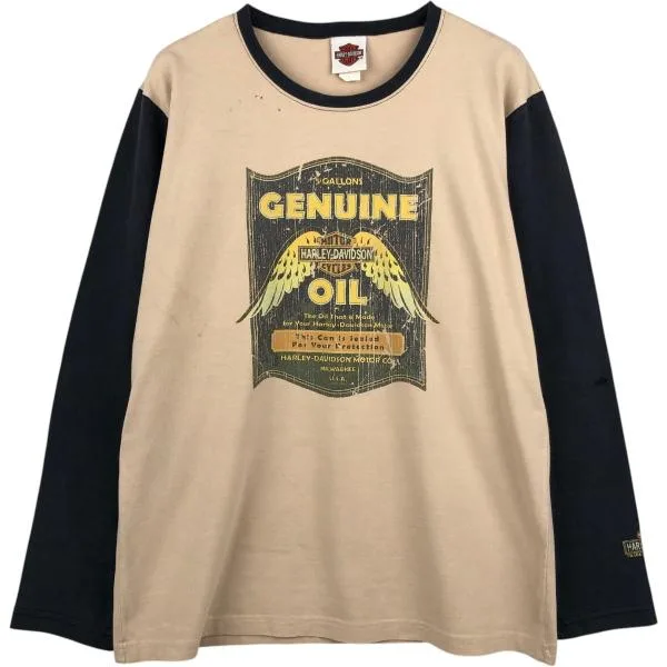 Old Clothing Harley-Davidson Motorcycle Long T-Shirt Long T Made in USA Men's L Equivalent /eaa684654