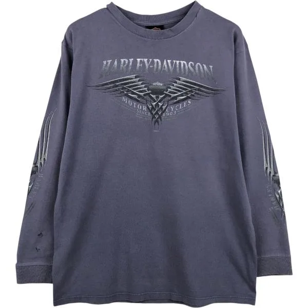 古着 00年代 ハーレーダビッドソン Harley-Davidson モーターサイクル ロングTシャツ ロンT USA製 メンズM相当 /eaa684655
