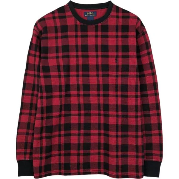 古着 ラルフローレン Ralph Lauren POLO RALPH LAUREN チェック柄 サーマルロンT ワッフル メンズXL相当 /eaa684738