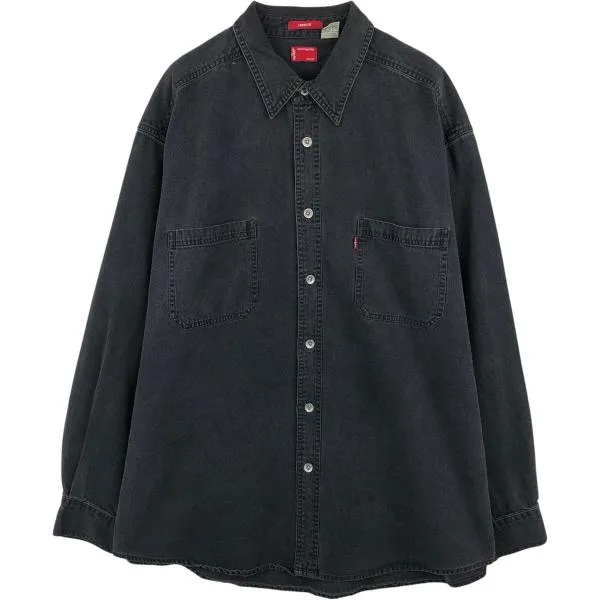 古着 リーバイス Levi's LOOSE FIT レギュラーカラー 長袖 ブラックデニムシャツ メンズXL相当 /eaa685739