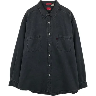 古着 リーバイス Levi's LOOSE FIT レギュラーカラー 長袖 ブラックデニムシャツ メンズXL相当 /eaa685739