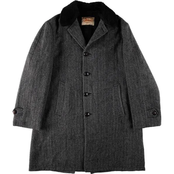 古着 50年代~ Lakeland Sportswear ヘリンボーン ロングコート ギャングコート メンズL相当 /eaa686254