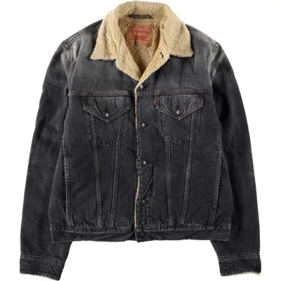 古着 リーバイス Levi's ユーロモデル 中綿入り ブラックデニムボアジャケット メンズXL相当 /eaa686323