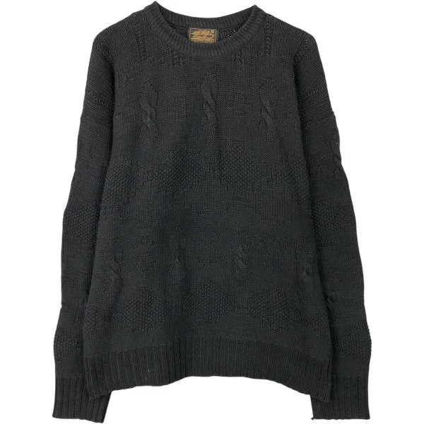 古着 80~90年代 エディーバウアー Eddie Bauer 黒タグ コットンニットセーター USA製 メンズL相当 ヴィンテージ /evb034612