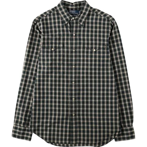 古着 ラルフローレン Ralph Lauren POLO by Ralph Lauren CLASSIC WESTERN チェック柄 長袖 ウエスタンシャツ メンズM相当 /evb036046