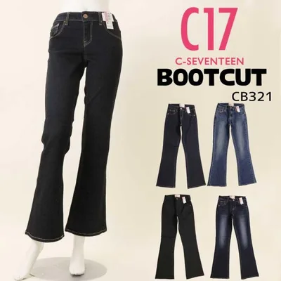 C-17 デニム ジーンズ CB321 ブーツカット 股上ふつう フレアー ストレッチ レディース ジーパン シーセブンティーン C-SEVENTEEN C17
