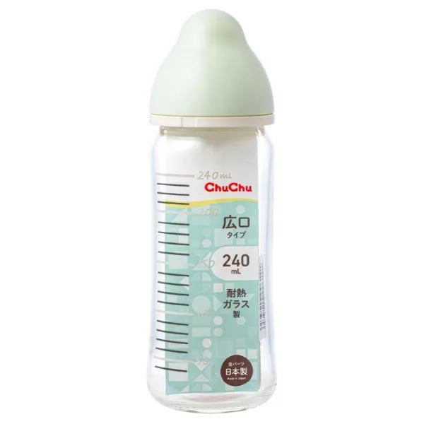 哺乳瓶 マルチフィット 広口タイプ 耐熱ガラス製哺乳びん 240mL 日本製 チュチュ ChuChu ジェクス 爆買