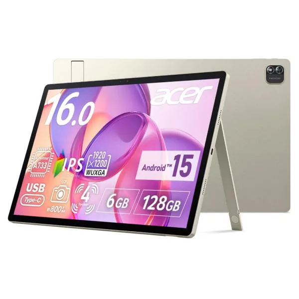 Acer タブレットパソコン Iconia A16(16型/Android/ Allwinner A733/ メモリ6GB/ ストレージ128GB)ベイパーシルバー A16-11MN-H16Q 返品種別A