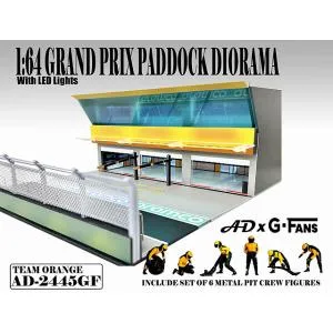 American Diorama 1/ 64 グランプリ パドック ジオラマ チームオレンジ(AD-2445)フィギュア 返品種別B