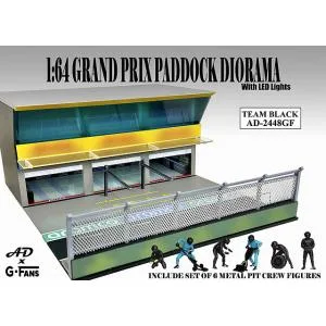 American Diorama 1/ 64 グランプリ パドック ジオラマ チームブラック(AD-2448)フィギュア 返品種別B